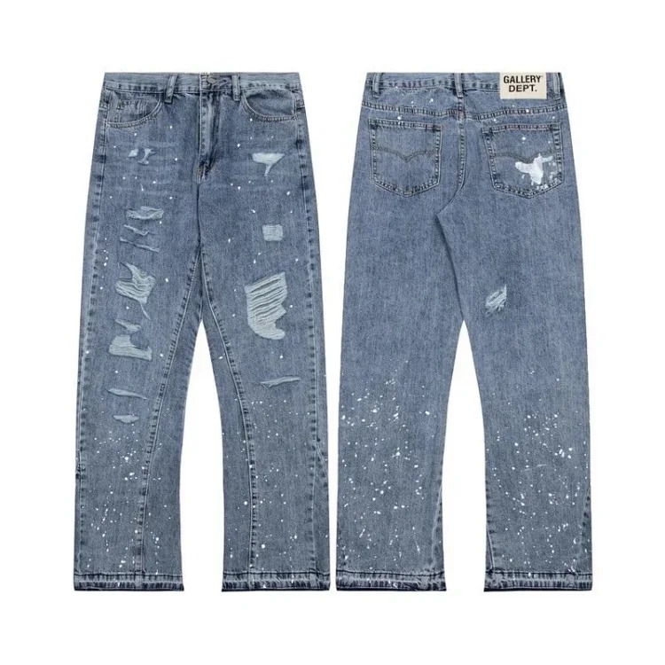 Washed ripped patchwork jeans GD image 5