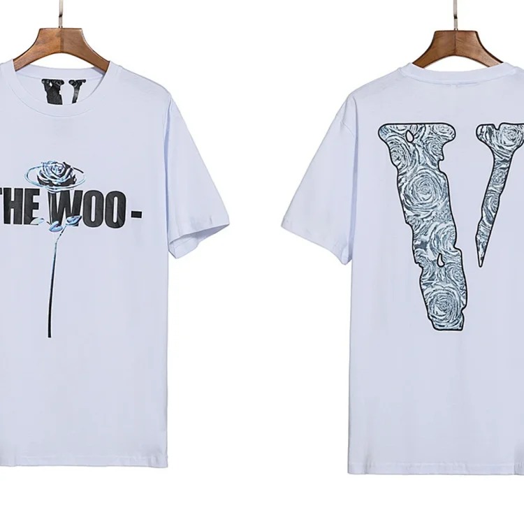 Cross-border supply big V trendy brand letter cherry blossom short half-sleeved sketch embroidered lip print graffiti printed short-sleeved T-shirt for men and women 1 image 5