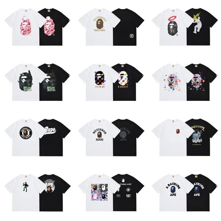 Cross-border wholesale supply foreign trade trendy brand bape ape head shark short-sleeved monkey 260g heavy bape T-shirt short
