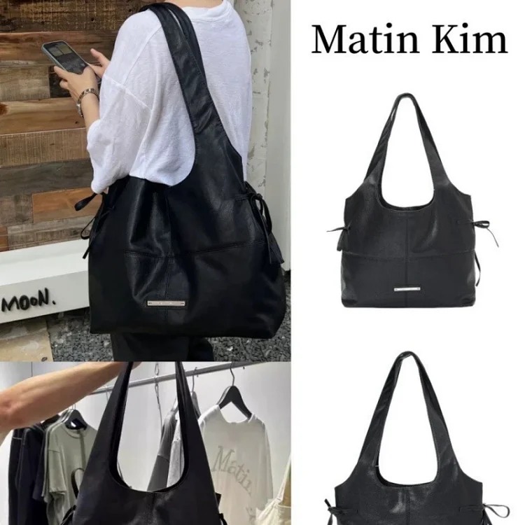 Korean niche trendy brand matin kim bow shoulder tote bag mk oil wax leather vegetable basket bag handbag