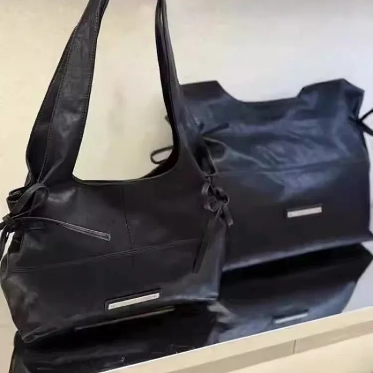 Korean niche trendy brand matin kim bow shoulder tote bag mk oil wax leather vegetable basket bag handbag