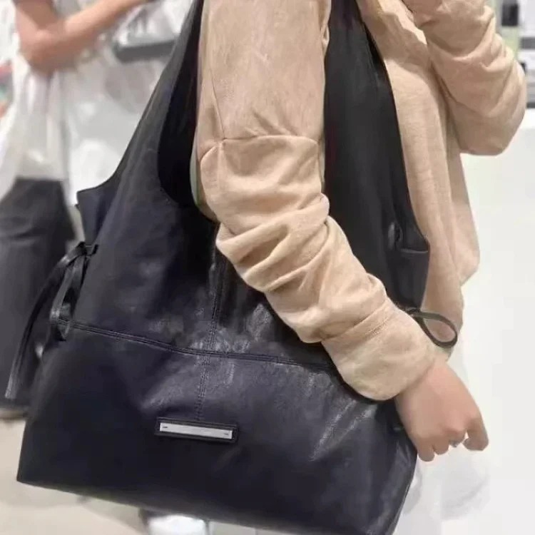 Korean niche trendy brand matin kim bow shoulder tote bag mk oil wax leather vegetable basket bag handbag