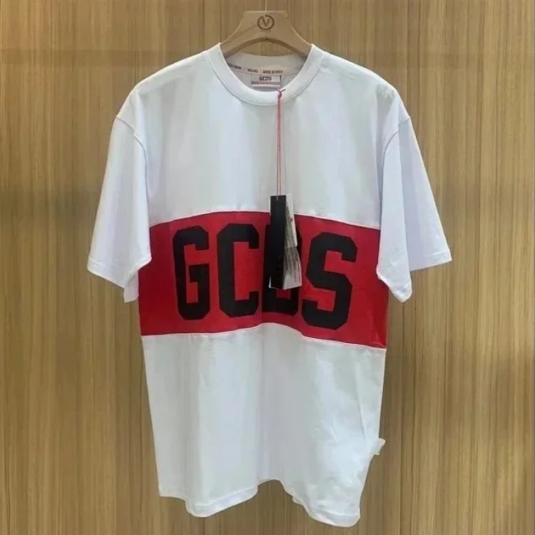 Classic white and red stitching round neck T-shirt, sweatshirt and knitwear for men and women-2542