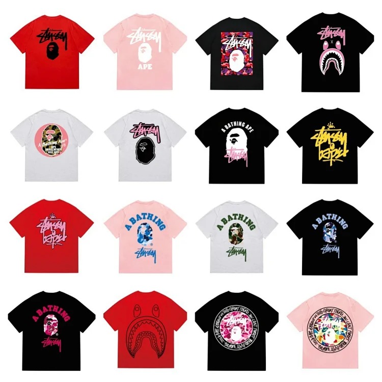 Cross-border 2024 new summer fashion brand BAPE classic ape-man lightning print men's and women's cotton short-sleeved T-shirt