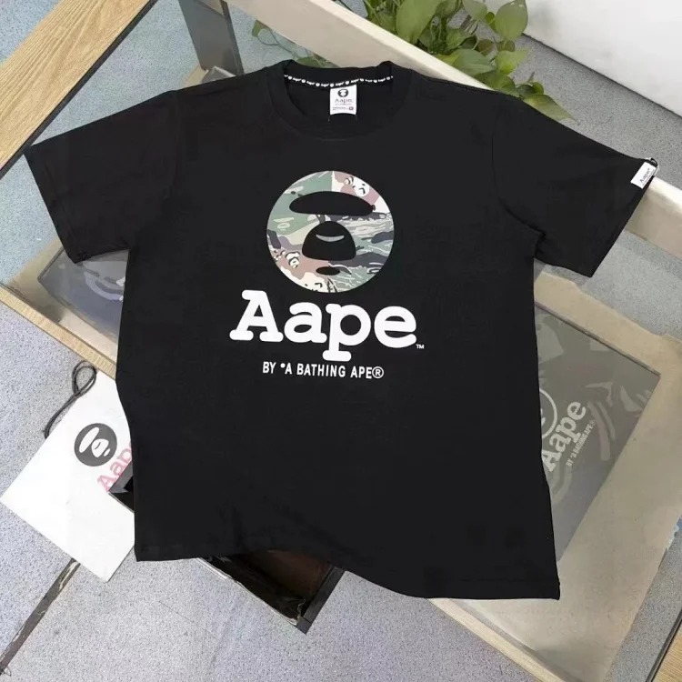 AA-APE ape head summer half-sleeved men's and women's T-shirt printed cotton round neck loose short-sleeved ins casual top shorts image 2