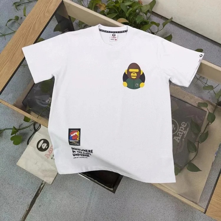 AA-APE ape head summer half-sleeved men's and women's T-shirt printed cotton round neck loose short-sleeved ins casual top shorts image 4