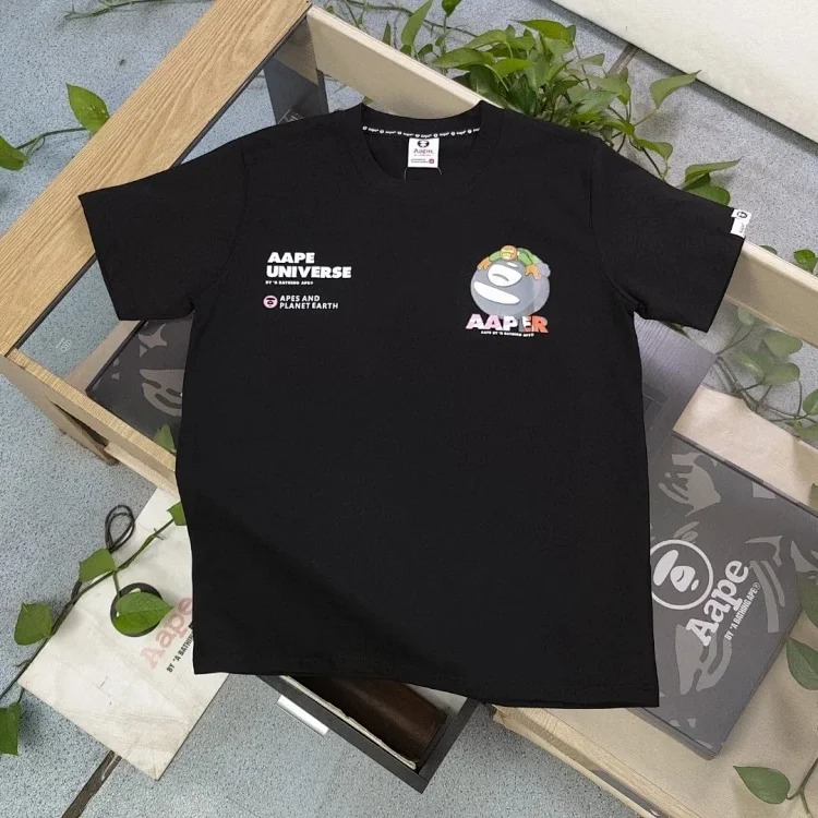 AA-APE ape head summer half-sleeved men's and women's T-shirt printed cotton round neck loose short-sleeved ins casual top shorts image 5