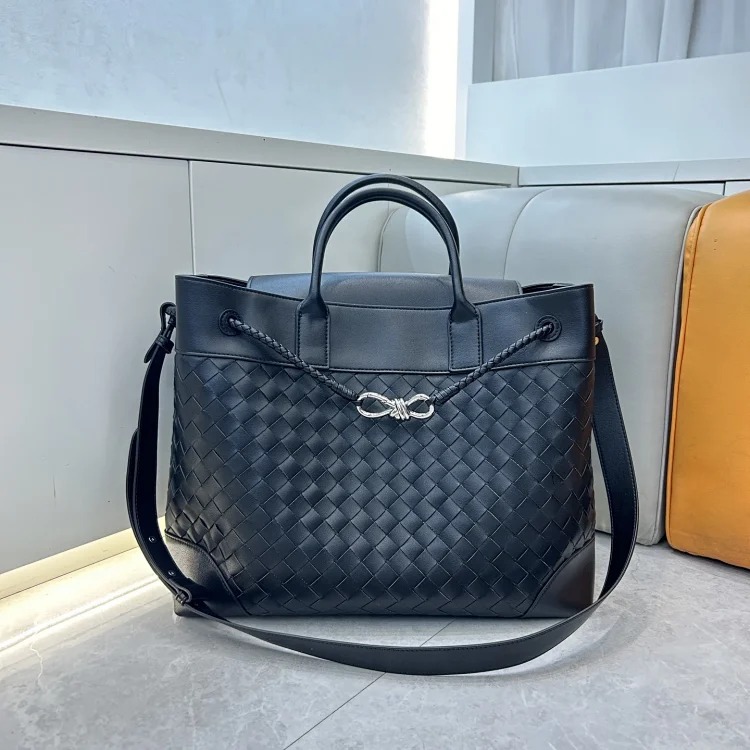 Cross-border popular hand-woven tote bag, genuine leather women's bag, Andiam extra large capacity handbag, shoulder crossbody bag
