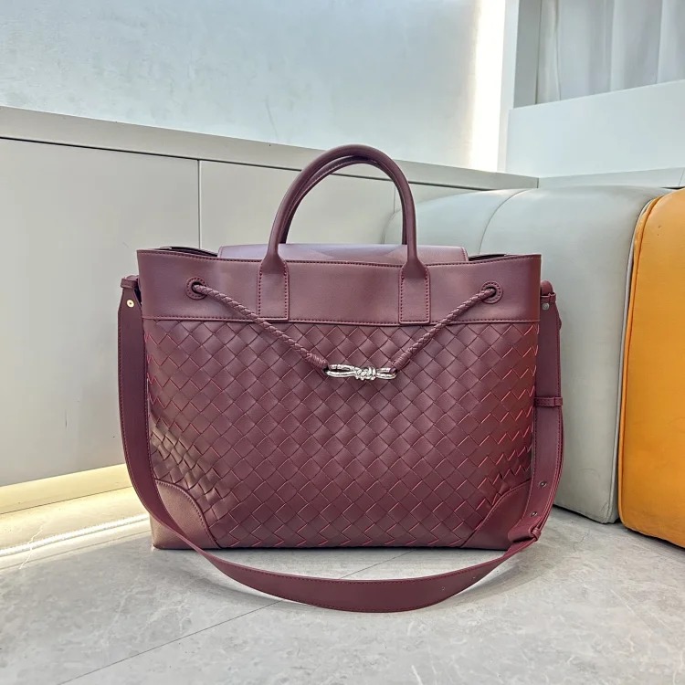 Cross-border popular hand-woven tote bag, genuine leather women's bag, Andiam extra large capacity handbag, shoulder crossbody bag