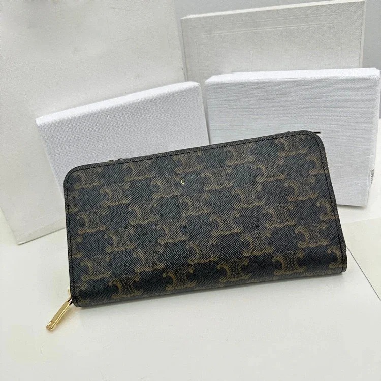 SL new genuine leather long card holder coin purse mobile phone bag zipper flip long money-5821