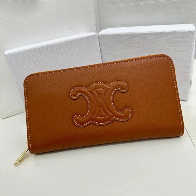 SL new genuine leather long card holder coin purse mobile phone bag zipper flip long money-5821