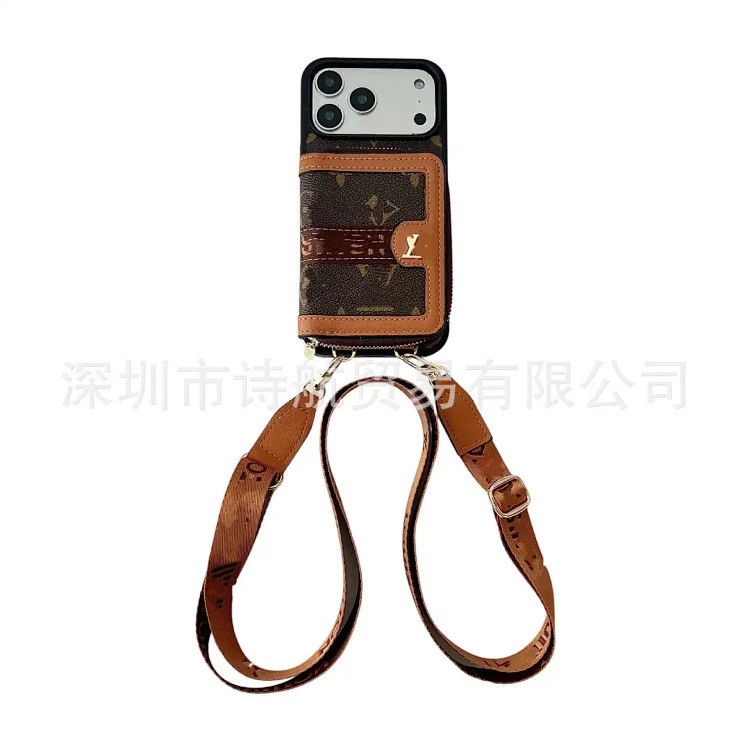 Foreign trade light luxury card holder protective cover suitable for ihone17promax card lanyard diagonally across Apple mobile phone case