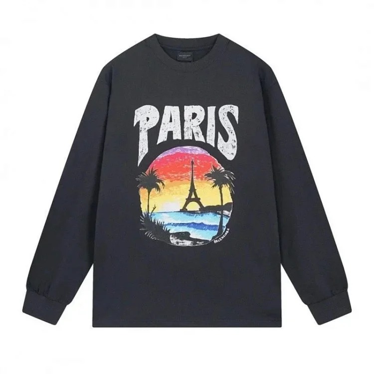Heavy B home/Paris. 2024 new style. Year of the Dragon limited print long-sleeved T-shirt, loose for men and women.