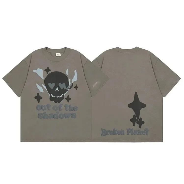 Cartoon skull foam printed round neck short-sleeved T-shirt collection-CY image 3
