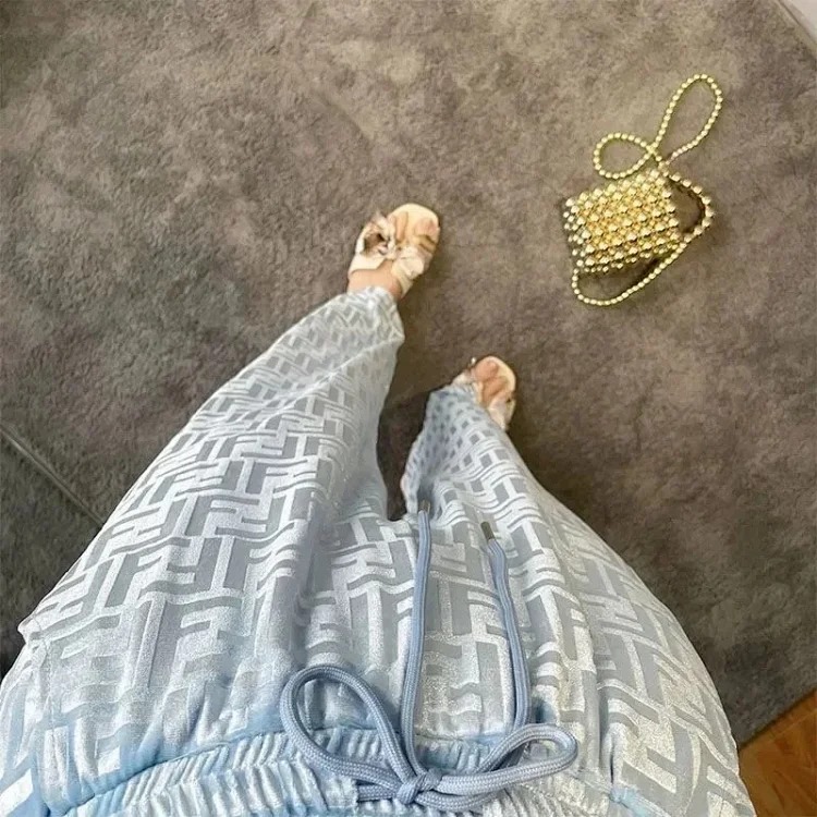 Wide-leg pants with double F letters for women in autumn, loose and loose casual , so handsome that they hit the street-CY