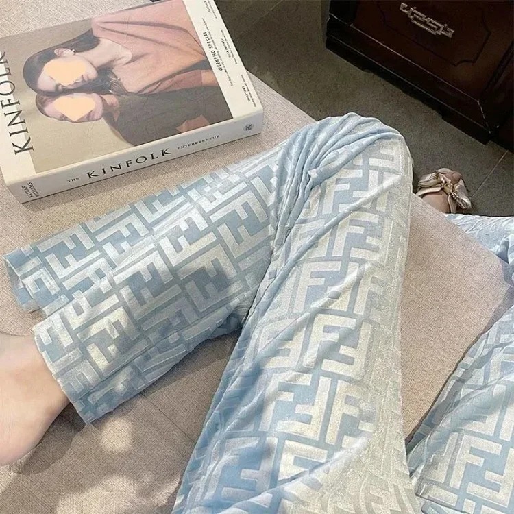 Wide-leg pants with double F letters for women in autumn, loose and loose casual , so handsome that they hit the street-CY