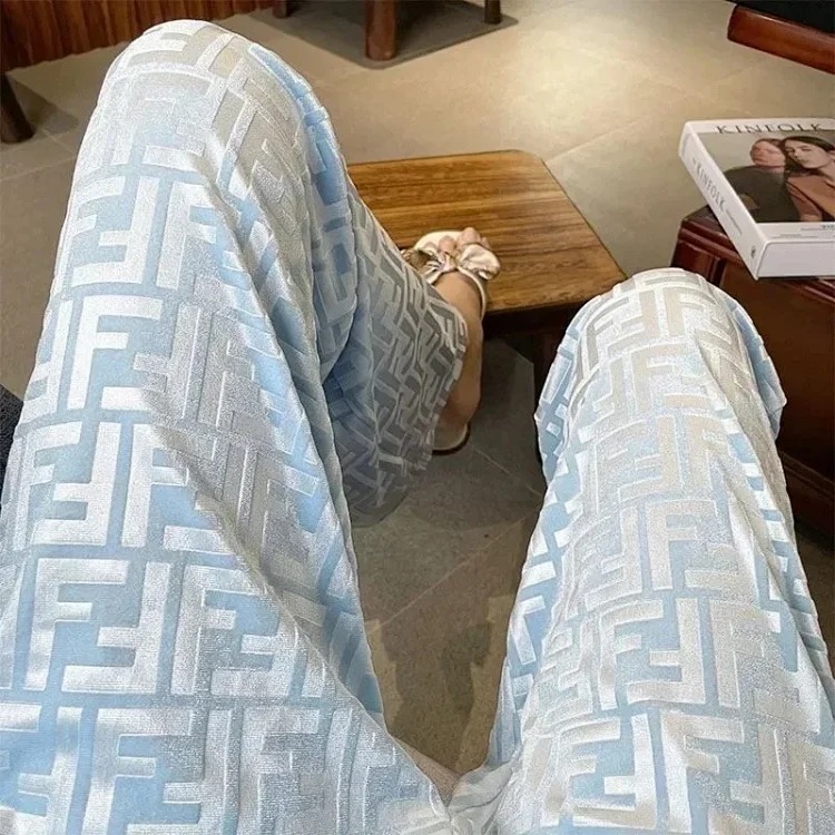 Wide-leg pants with double F letters for women in autumn, loose and loose casual , so handsome that they hit the street-CY