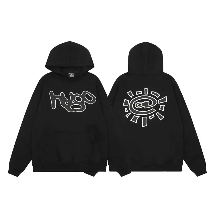 Sun roll plus velvet sweatpants hip-hop American retro high street loose casual sweatshirt-CY