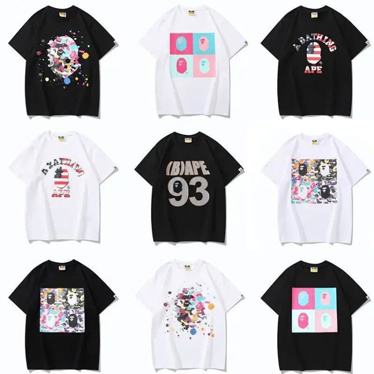 Japanese trendy brand APE Miami International co-branded loose sports camouflage cotton men's and women's short-sleeved T-shirts cross-border