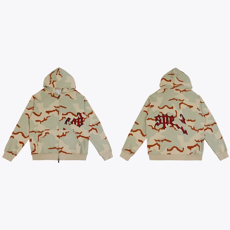 Camouflage sports suit Godspeed American trendy brand embroidered letters men's heavy loose hoodie pants image 2