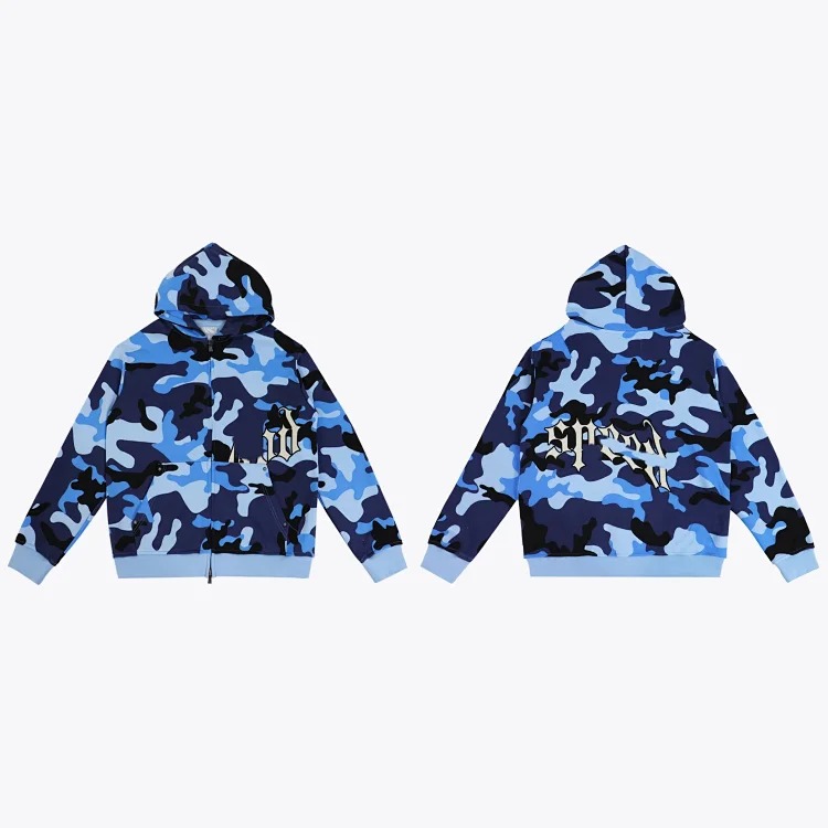 Camouflage sports suit Godspeed American trendy brand embroidered letters men's heavy loose hoodie pants image 3