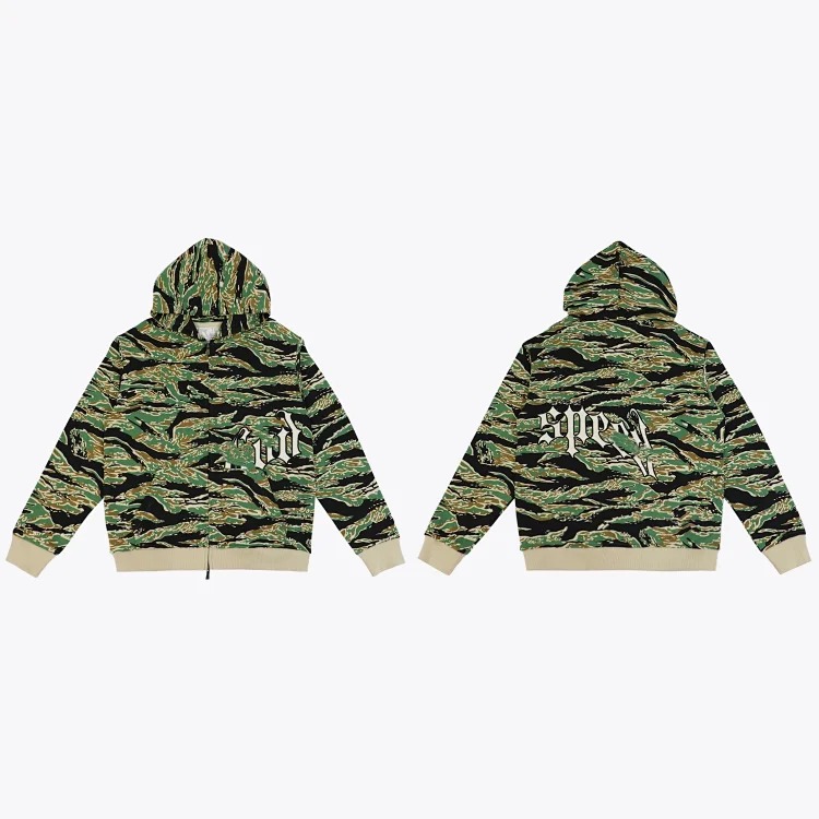 Camouflage sports suit Godspeed American trendy brand embroidered letters men's heavy loose hoodie pants image 5