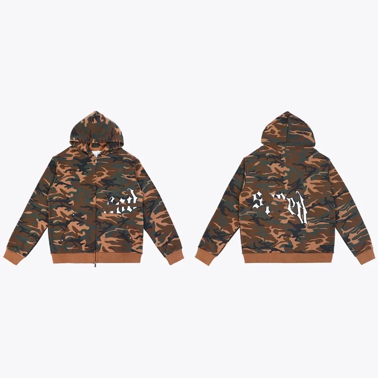 Camouflage sports suit Godspeed American trendy brand embroidered letters men's heavy loose hoodie pants image 6