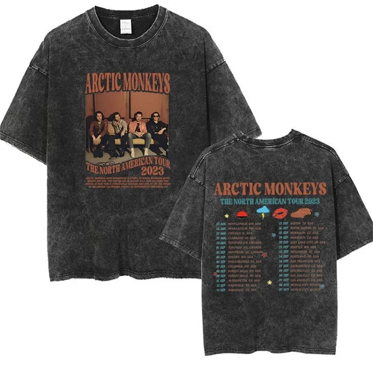 Shirt tour track retro shirt women t washed music men monkey arctic single rock t punk hip hop