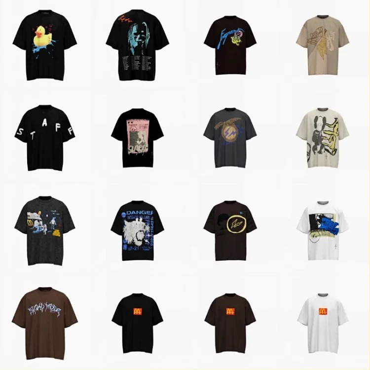 Travis Little Yellow Duck Cactus Lightning Rap Tour TS Joint Couple Hip-Hop T-Shirt Sleeve M Remembered Scott