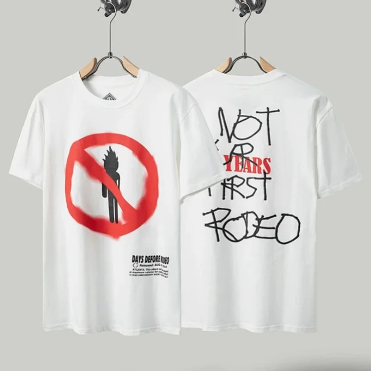 Travis Little Yellow Duck Cactus Lightning Rap Tour TS Joint Couple Hip-Hop T-Shirt Sleeve M Remembered Scott image 3