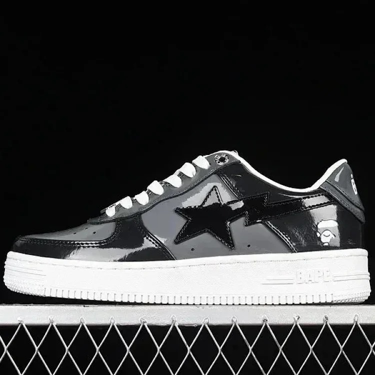 Unisex sneakers patent leather star casual shoes-AG1 image 2