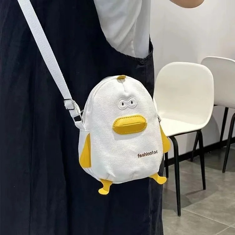 Summer cute cross-body bag, fresh mini student soft girl cartoon chick bag, Japanese canvas bag, mobile phone CX