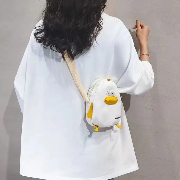 Summer cute cross-body bag, fresh mini student soft girl cartoon chick bag, Japanese canvas bag, mobile phone CX