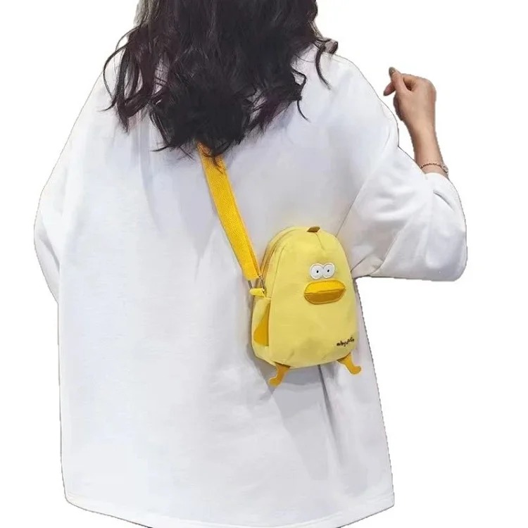 Summer cute cross-body bag, fresh mini student soft girl cartoon chick bag, Japanese canvas bag, mobile phone CX