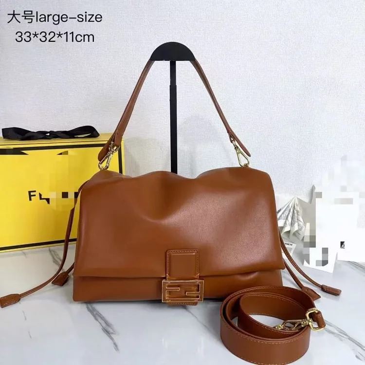 Fjia large size continent purchase 25 new women's black gold FF buckle leather flip shoulder crossbody bag armpit bag