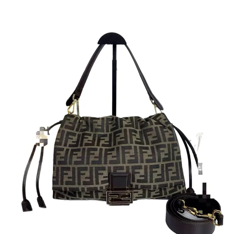 Fjia large size continent purchase 25 new women's black gold FF buckle leather flip shoulder crossbody bag armpit bag