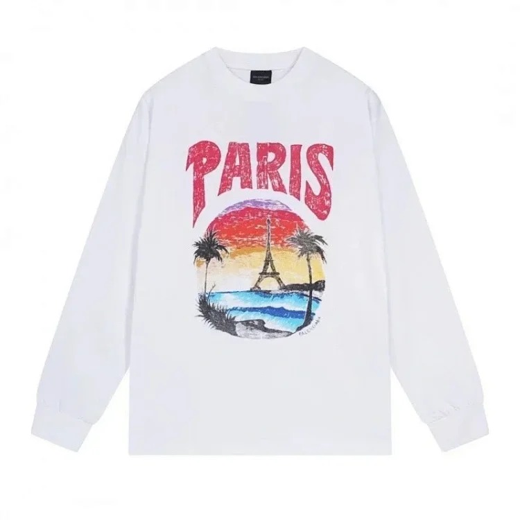 Heavy B home/Paris. 2024 new style. Year of the Dragon limited print long-sleeved T-shirt, loose for men and women.