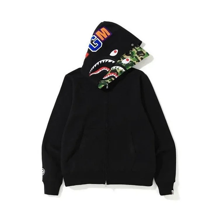 BAPE Shark Full Zip Double Hood Sweatshirt Fake Two Piece Cardigan Zipper Hoody Teen Fashion Jacket image 2