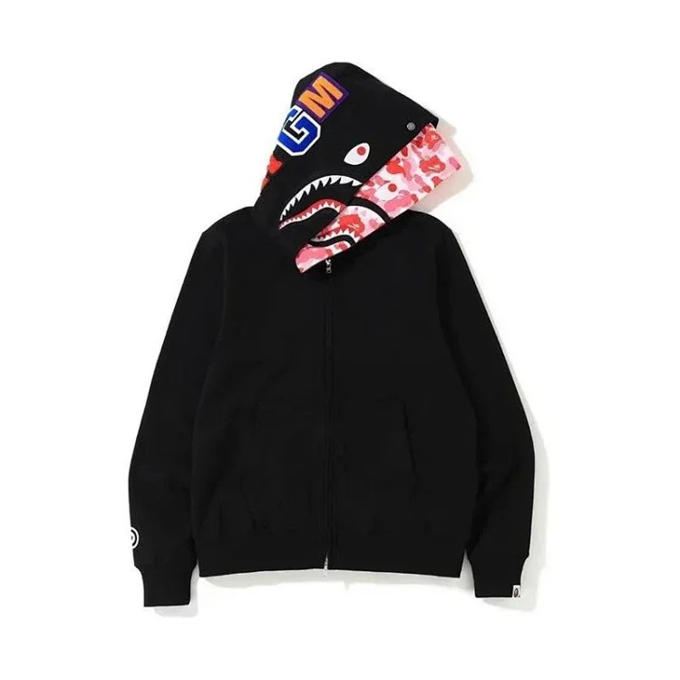BAPE Shark Full Zip Double Hood Sweatshirt Fake Two Piece Cardigan Zipper Hoody Teen Fashion Jacket image 4