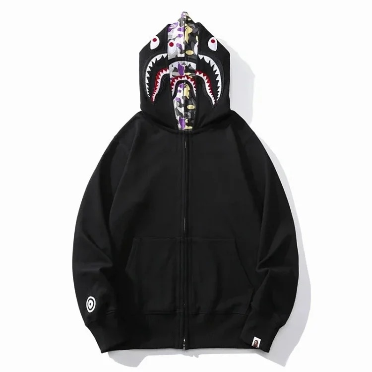 BAPE Shark Full Zip Double Hood Sweatshirt Fake Two Piece Cardigan Zipper Hoody Teen Fashion Jacket image 6