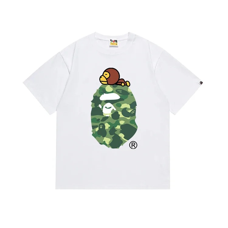 Camouflage short-sleeved round-neck T-shirt for men and women