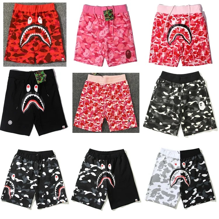 RF. Cross-border spot delivery of shark camouflage youth casual shorts, mid-pants for men and women, pure cotton luminous beach and sweatpants
