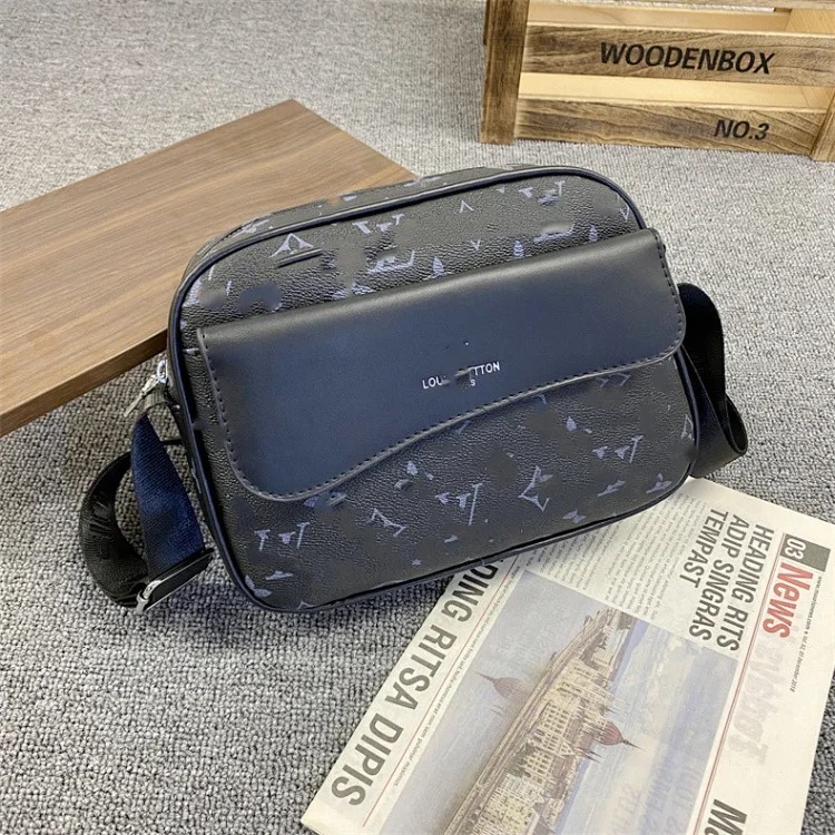 Men's crossbody bag, high-end casual shoulder bag, fashionable and versatile camera bag, trendy brand logo letter small square bag image 2
