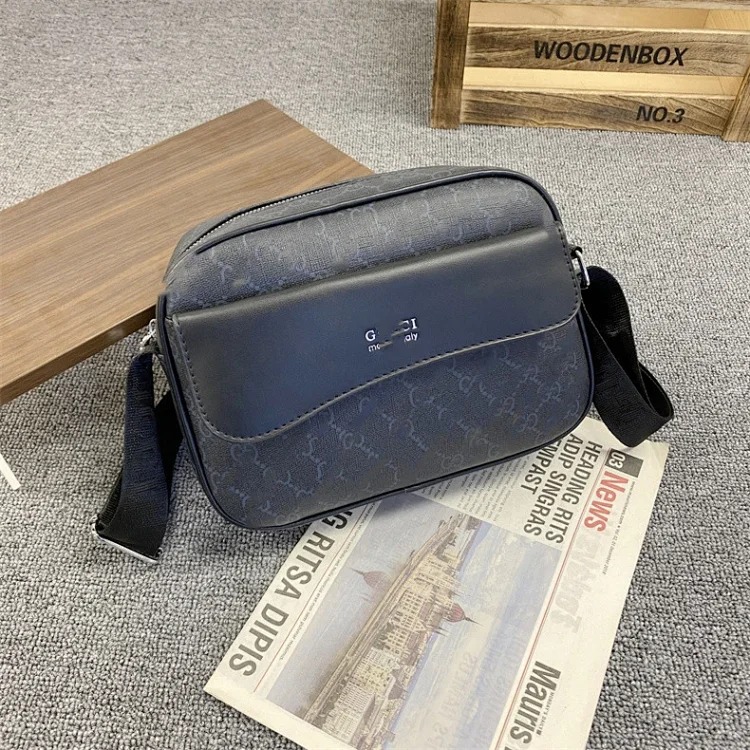 Men's crossbody bag, high-end casual shoulder bag, fashionable and versatile camera bag, trendy brand logo letter small square bag image 5