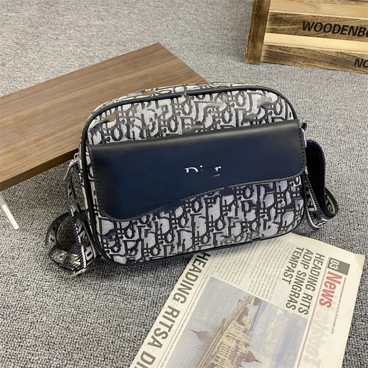 Men's crossbody bag, high-end casual shoulder bag, fashionable and versatile camera bag, trendy brand logo letter small square bag image 6