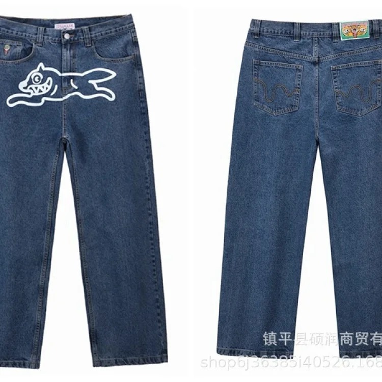 Unisex wide-leg straight casual denim trousers image 3