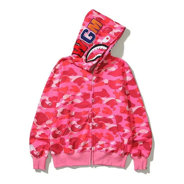 Bpe trendy brand ins hooded men's and women's shark single hooded jacket embroidered ape head camouflage outer hooded sweatshirt image 2