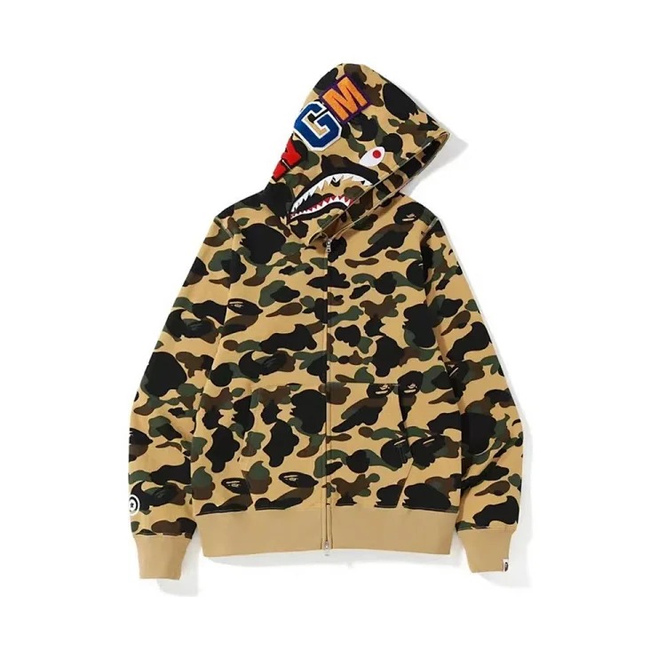 Bpe trendy brand ins hooded men's and women's shark single hooded jacket embroidered ape head camouflage outer hooded sweatshirt image 5