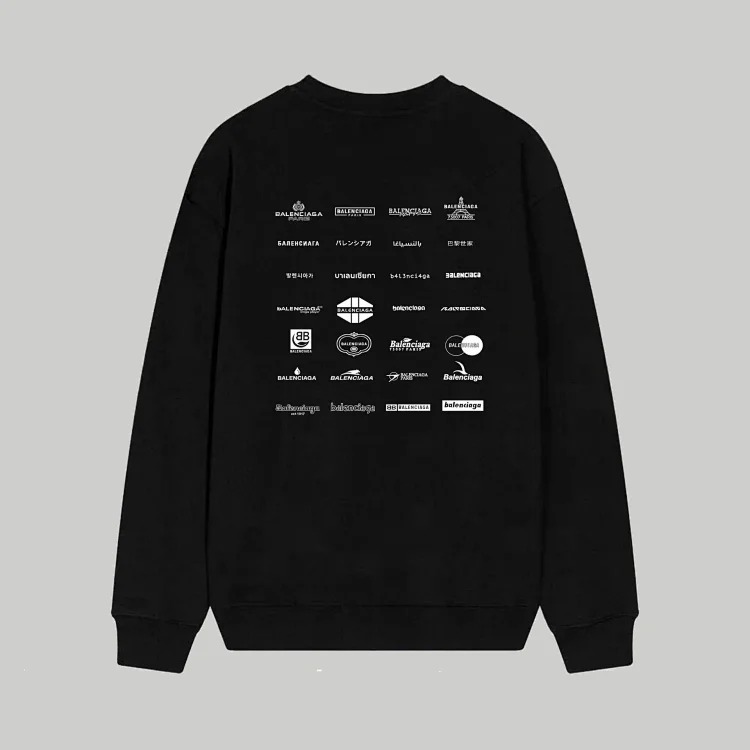 Cross-border B home 24SS autumn double B retro print graffiti 380g double-strand large terry long-sleeved T-shirt for men and women