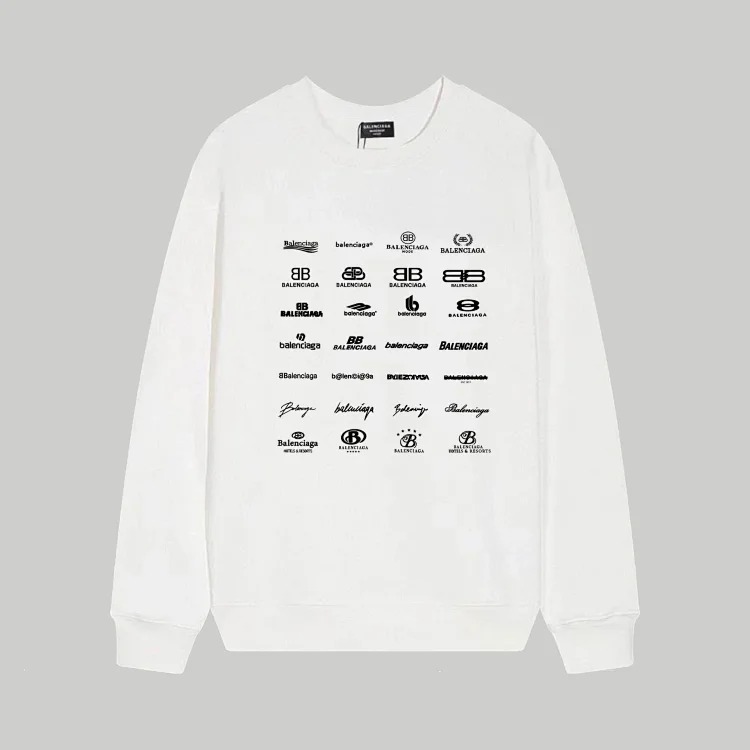 Cross-border B home 24SS autumn double B retro print graffiti 380g double-strand large terry long-sleeved T-shirt for men and women